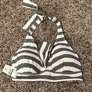 Tommy Bahama Green and White Striped Halter Bikini Top